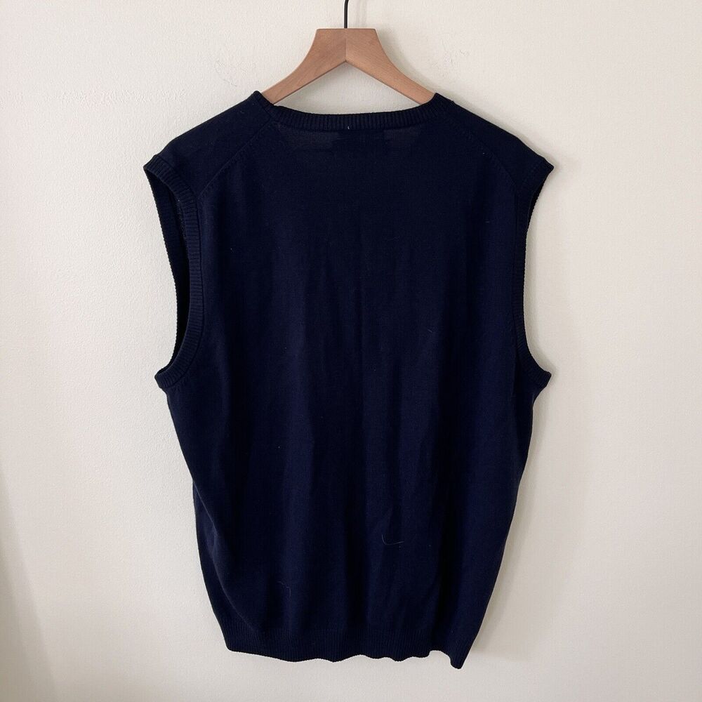 Pronto Uomo Sweater Vest Men's XL Blue 100% Merino Wool V Neck Sleeveless Casual - Picture 4 of 5